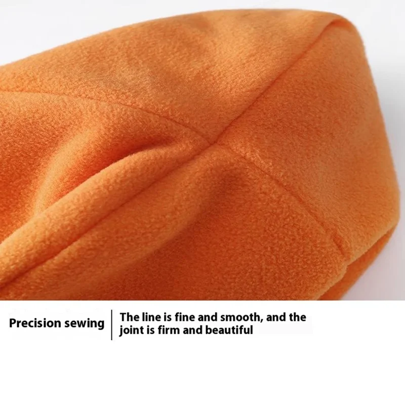Winter Outdoor Earflap Hat Ear Protection Windproof Thicken Polar Fleece Lei Feng Cap - Orange