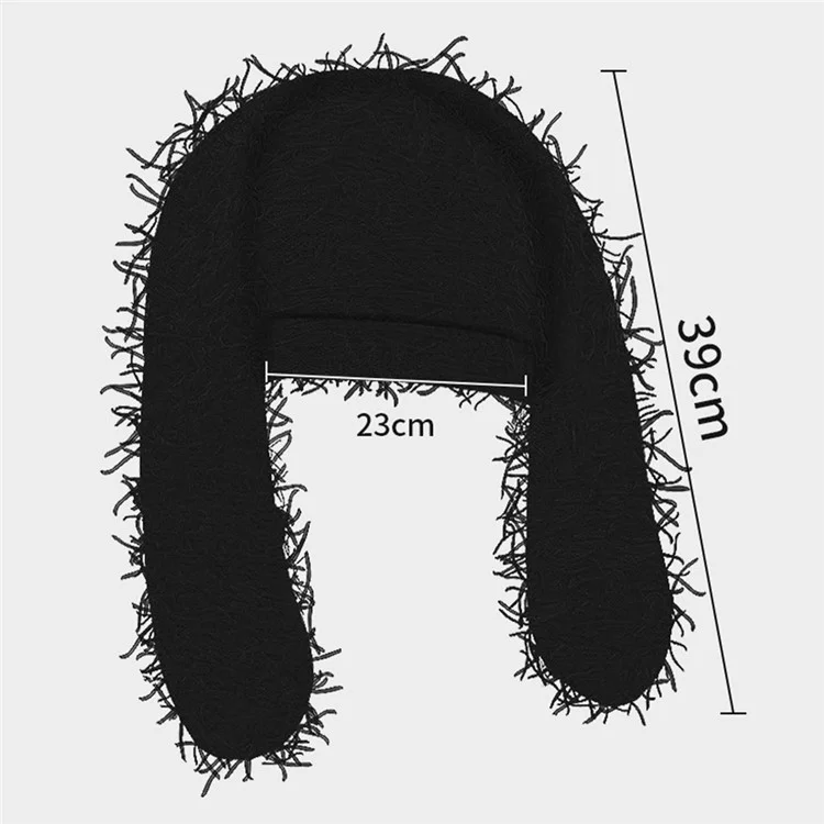 Winter Rabbit Ear Warm Knitted Ear Protection Hat Windproof Outdoor Cycling Cap - Black