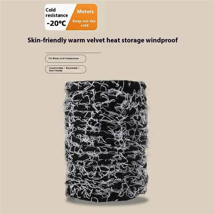 Winter Outdoor Skiing Thermal Neck Warmer Knitted Neck Gaiter with Fringes, 23x40cm - Grey+White