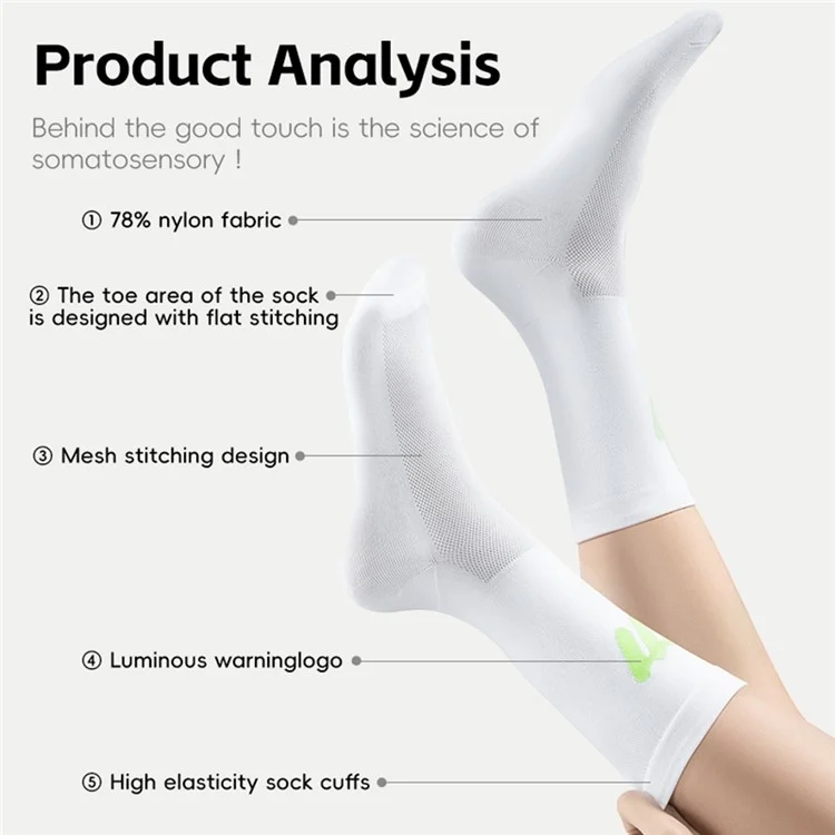 WEST BIKING YP0216057 1 Pair Sports Running Cycling Socks Reflective Breathable Socks - White