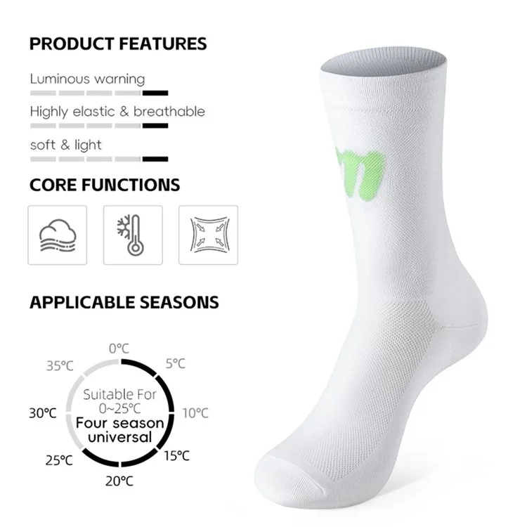 WEST BIKING YP0216057 1 Pair Sports Running Cycling Socks Reflective Breathable Socks - White