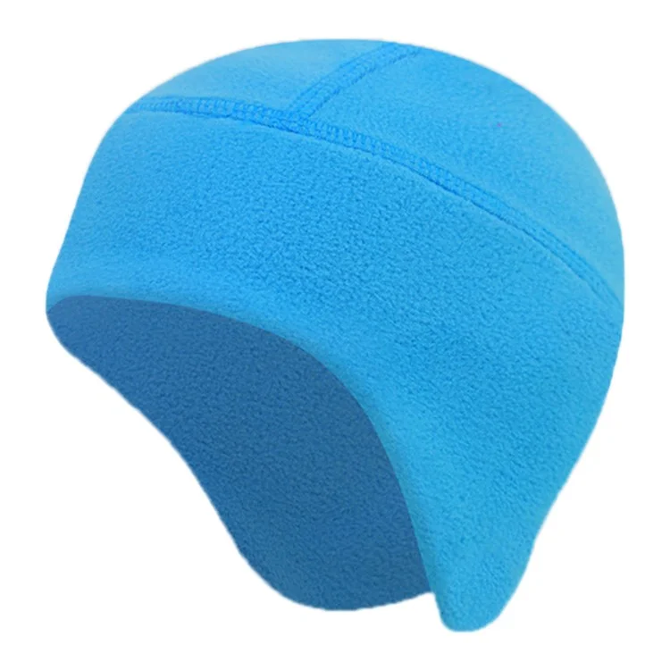 Winter Polar Fleece Hat Outdoor Cycling Skiing Motorcycle Ear Protection Windproof Cap - Lake Blue