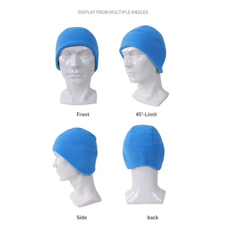 Winter Polar Fleece Hat Outdoor Cycling Skiing Motorcycle Ear Protection Windproof Cap - Lake Blue