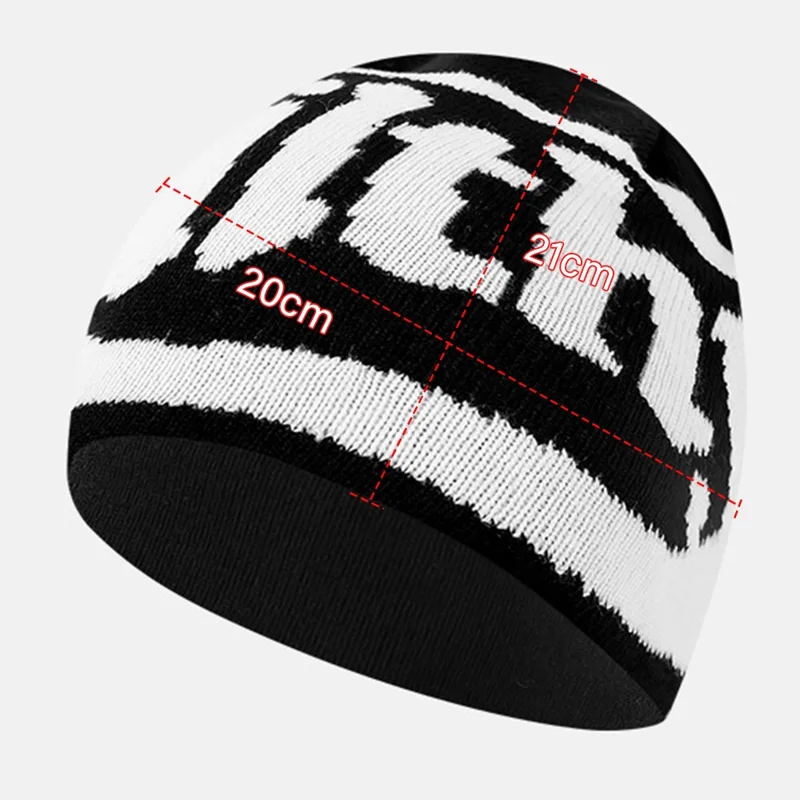 Letters Design Winter Outdoor Sports Beanie Hat Windproof Knit Cap for Men Women - FILT-03