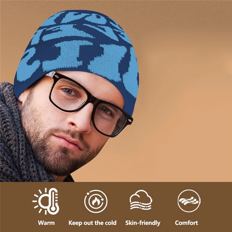 Bonnet tricoté double épaisseur unisexe, chapeau d'hiver épais et chaud pour les sports de plein air, coupe-vent - JESU-01