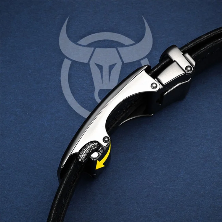 BULLCAPTAIN PD0007 120cm Gürtel aus Rindsleder der ersten Qualität für Herren mit automatischer Schnalle und Schlüsselanhänger - Gold