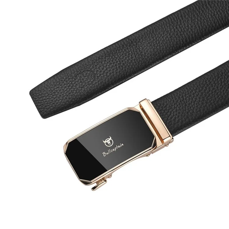 BULLCAPTAIN PD0007 120cm Gürtel aus Rindsleder der ersten Qualität für Herren mit automatischer Schnalle und Schlüsselanhänger - Gold