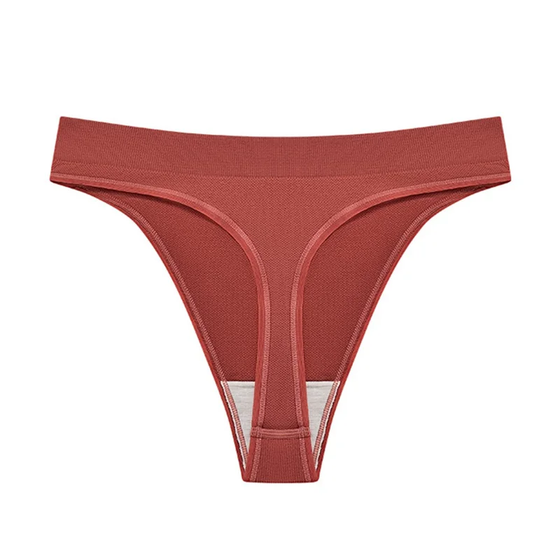 GOLOVEJOY NK03 Damen High Waist Sport-Unterwäsche Antibakterieller String Nahtlos Atmungsaktiv Yoga Slip - Caramel S