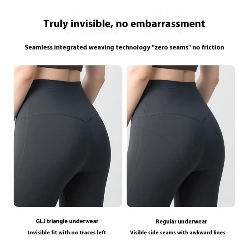 GOLOVEJOY NK03 For Women High Waist Sports Underwear Antibacterial Thongs Seamless Breathable Yoga Panties - Black L