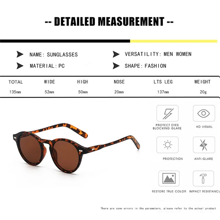 13028 Retro Round Sunglasses Vintage Style Shades Rivet Decor Sun Glasses - White / Gray