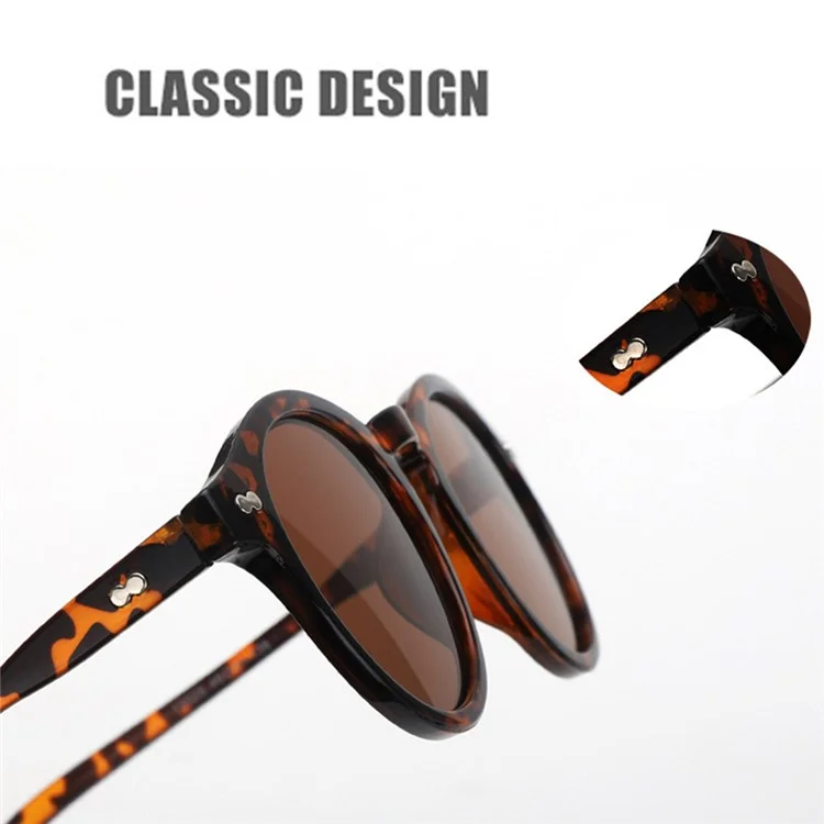13028 Retro Round Sunglasses Vintage Style Shades Rivet Decor Sun Glasses - White / Gray