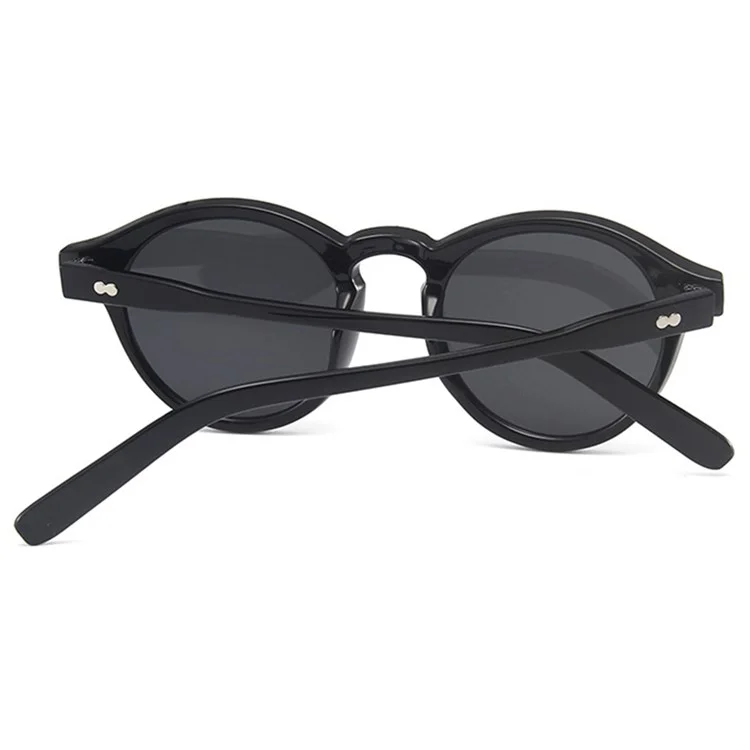 13028 Retro Round Sunglasses Vintage Style Shades Rivet Decor Sun Glasses - White / Gray