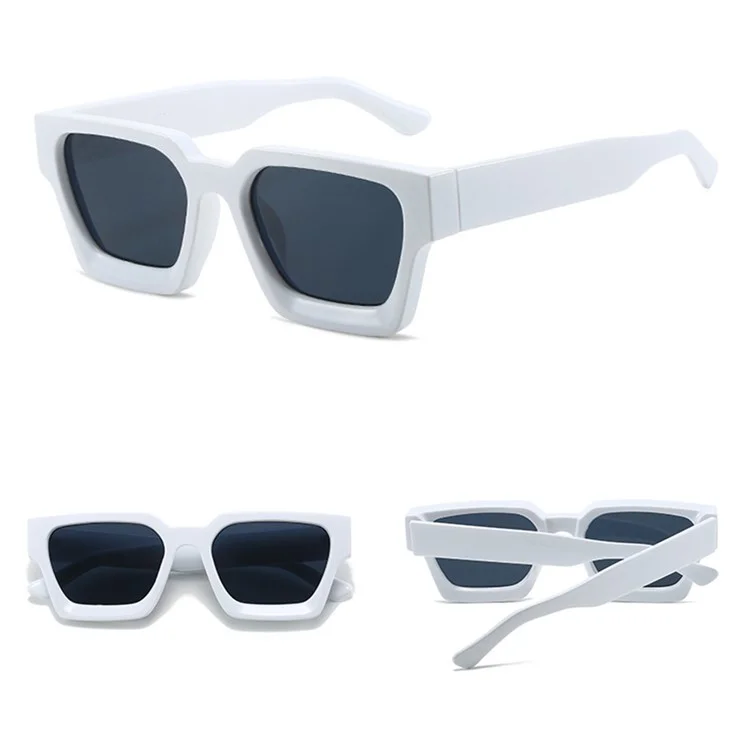 229402 Oversized Square Sunglasses for Men Women Retro Driving Glasses Shades Eyewear - White / Black Grey