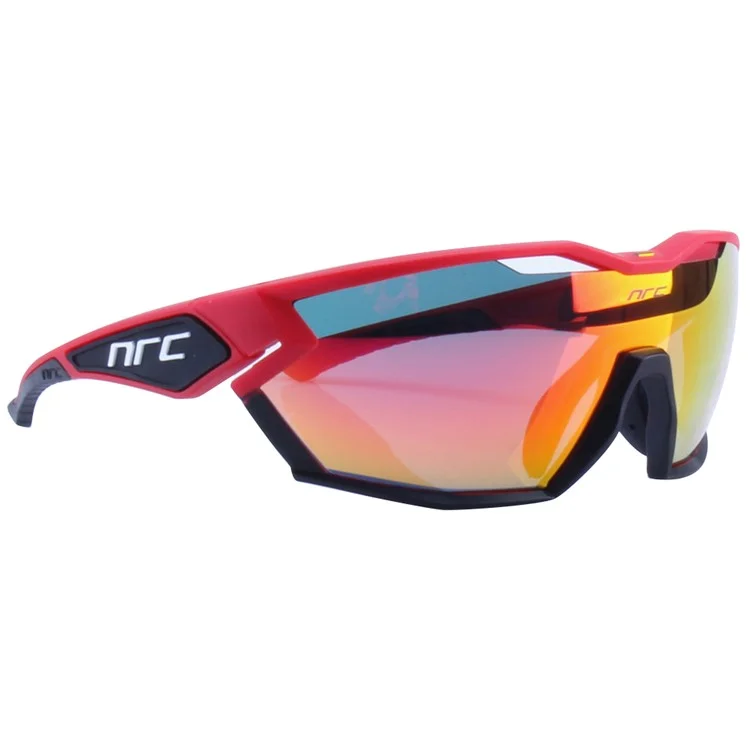 NRC X2 Sunglasses TR90 Frame Cycling Glasses with 3 Interchangeable Lenses - Red / Black