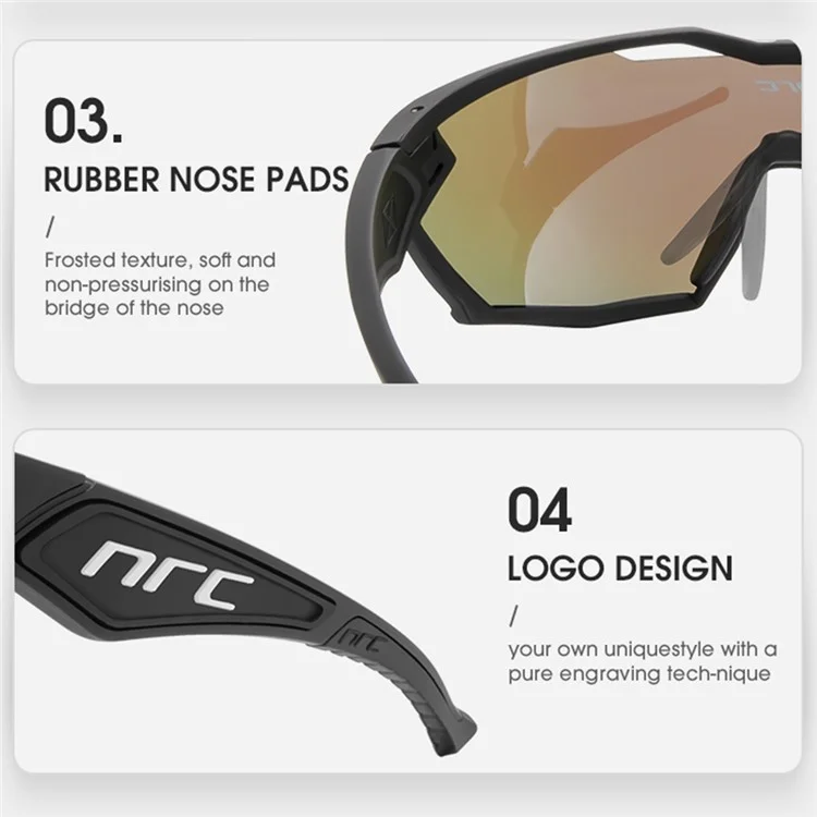 NRC X2 Sunglasses TR90 Frame Cycling Glasses with 3 Interchangeable Lenses - Red / Black