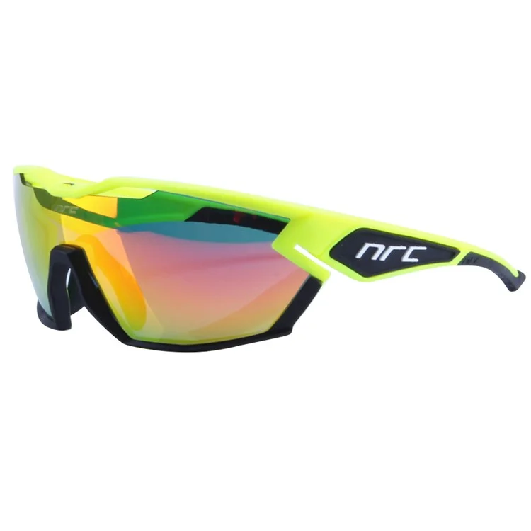 NRC X2 Sunglasses TR90 Frame Cycling Glasses with 3 Interchangeable Lenses - Yellow / Black