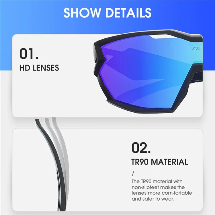 NRC X2 Sunglasses TR90 Frame Cycling Glasses with 3 Interchangeable Lenses - Yellow / Black