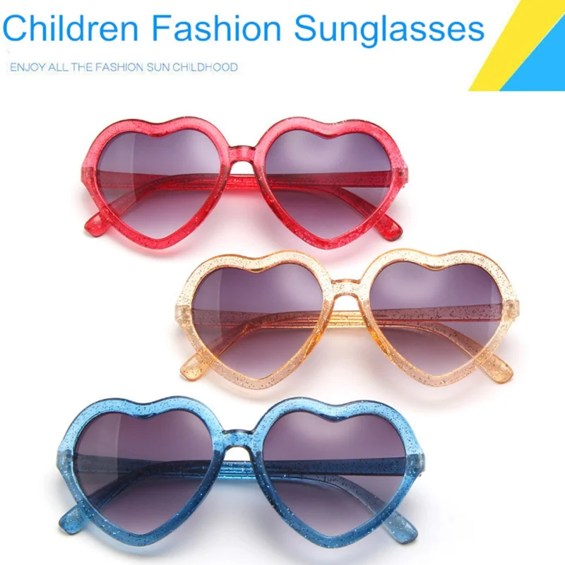 Kids Sunglasses Cute Heart Shaped Glasses Eyewear for Children Girls Boys Baby Age 3-10 Years - Transparent Pink