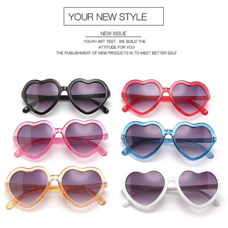 Kids Sunglasses Cute Heart Shaped Glasses Eyewear for Children Girls Boys Baby Age 3-10 Years - Transparent Pink