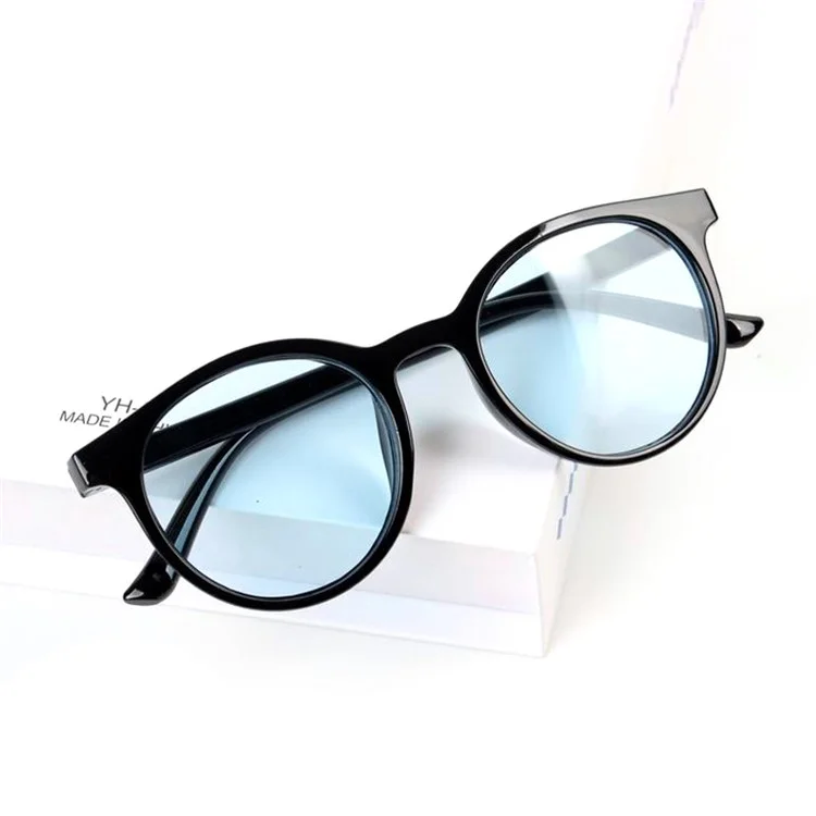 Boy Girl Glasses Round Frame Sunglasses Goggles Outdoors Sun Glasses for Children Age 3-10 Years - Black / Ocean Blue
