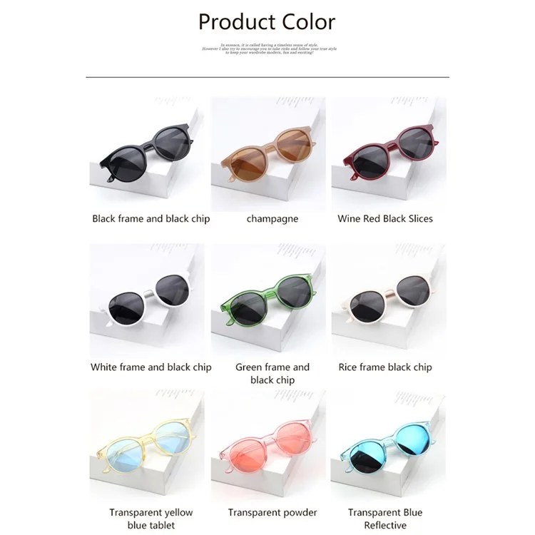 Boy Girl Glasses Round Frame Sunglasses Goggles Outdoors Sun Glasses for Children Age 3-10 Years - Black / Ocean Blue