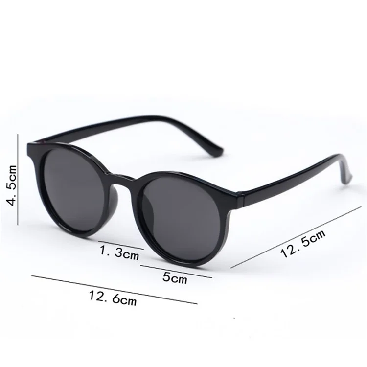 Boy Girl Glasses Round Frame Sunglasses Goggles Outdoors Sun Glasses for Children Age 3-10 Years - Black / Ocean Blue