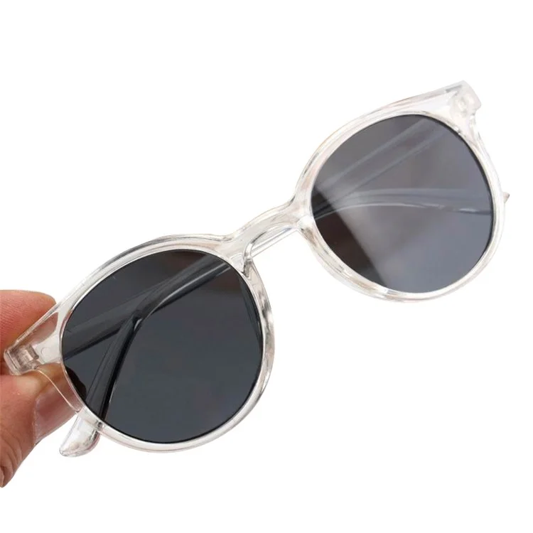 Boy Girl Glasses Round Frame Sunglasses Goggles Outdoors Sun Glasses for Children Age 3-10 Years - Transparent / Black
