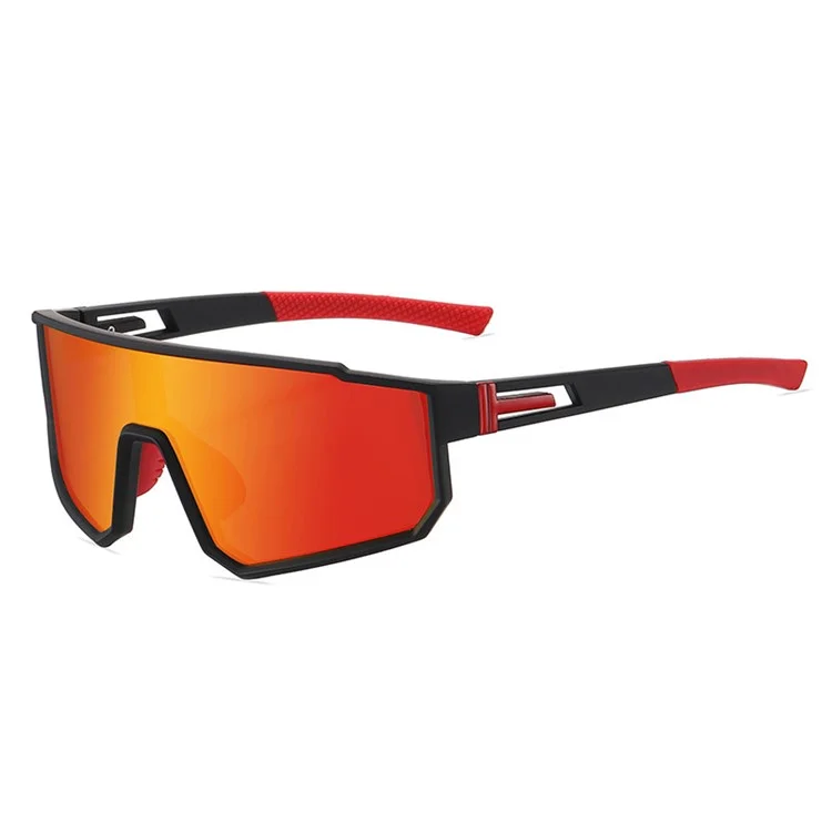 3058 Outdoor Sports PC Sunglasses Fashion Lightweight Polarized Sunglasses - Black / Orange Red