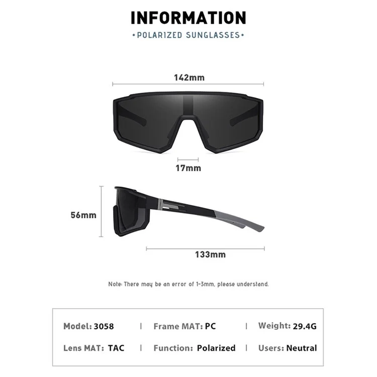 3058 Outdoor Sports PC Sunglasses Fashion Lightweight Polarized Sunglasses - Black / Orange Red