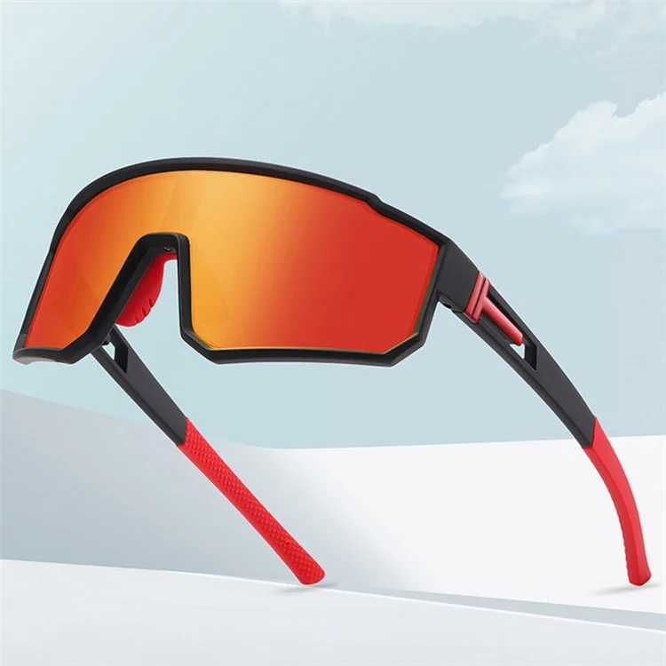3058 Outdoor Sports PC Sunglasses Fashion Lightweight Polarized Sunglasses - Black / Orange Red