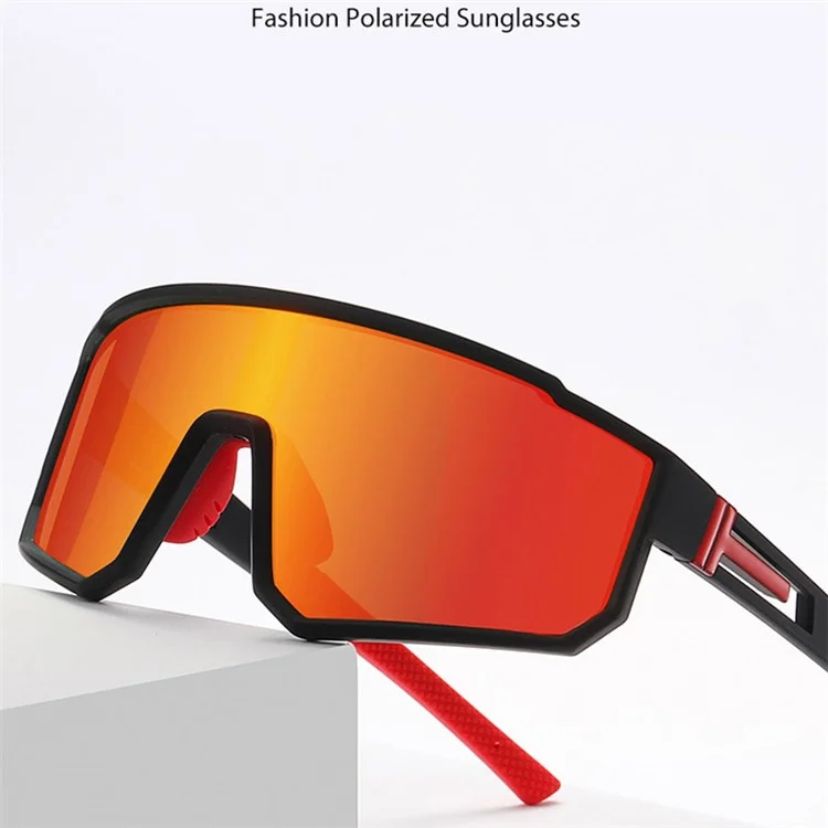 3058 Outdoor Sports PC Sunglasses Fashion Lightweight Polarized Sunglasses - Black / Orange Red