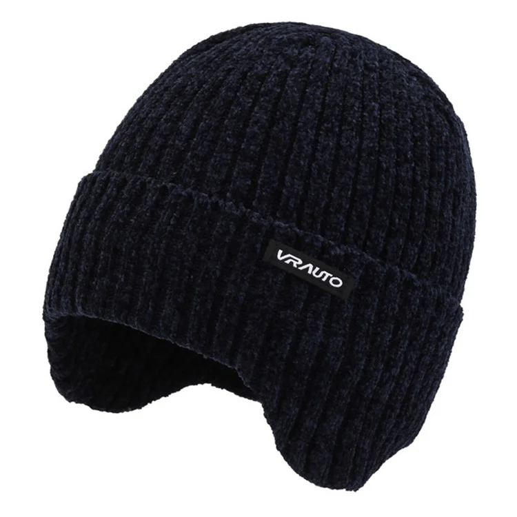 VRAUTO Chenille Beanie Winter Thickened Hat Knit Cap for Cycling, Running - Blue