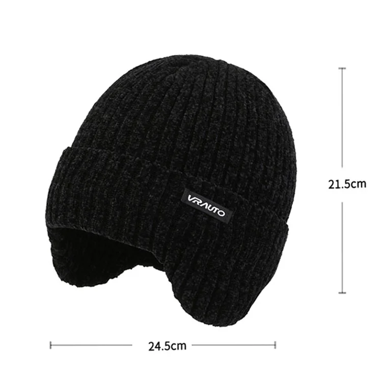 VRAUTO Chenille Beanie Winter Thickened Hat Knit Cap for Cycling, Running - Blue