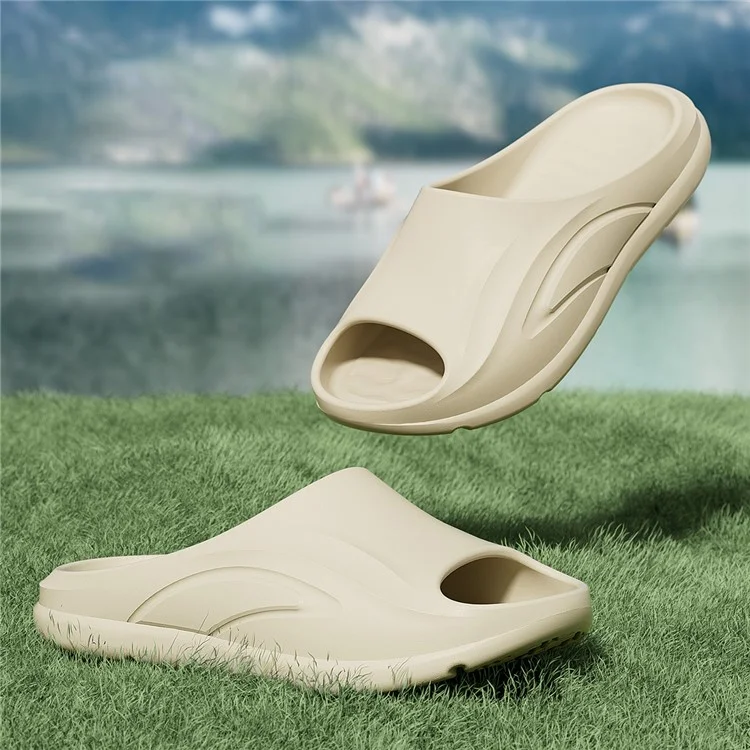 TZLDN LDN439 Shock-absorbing EVA Bathroom Slippers Non-slip Indoor Slides - Khaki / 40-41