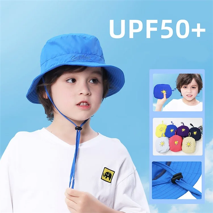 CALIRADO B2107 Outdoor Kids Sun Protection Bucket Hat Polyester Foldable Quick-Drying Sun Cap - Blue