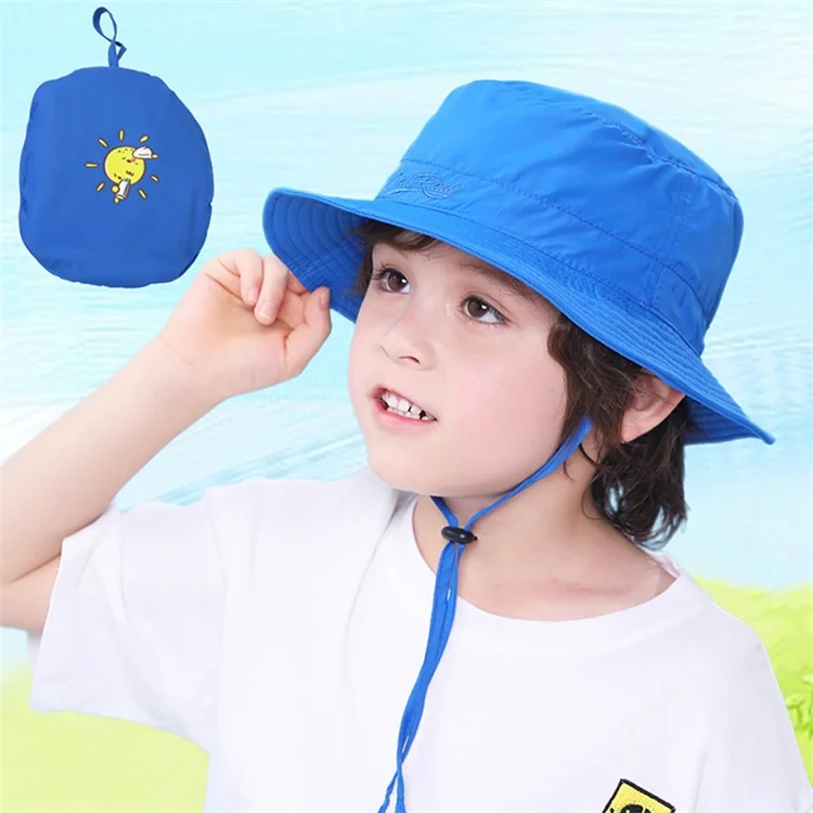 CALIRADO B2107 Outdoor Kids Sun Protection Bucket Hat Polyester Foldable Quick-Drying Sun Cap - Blue