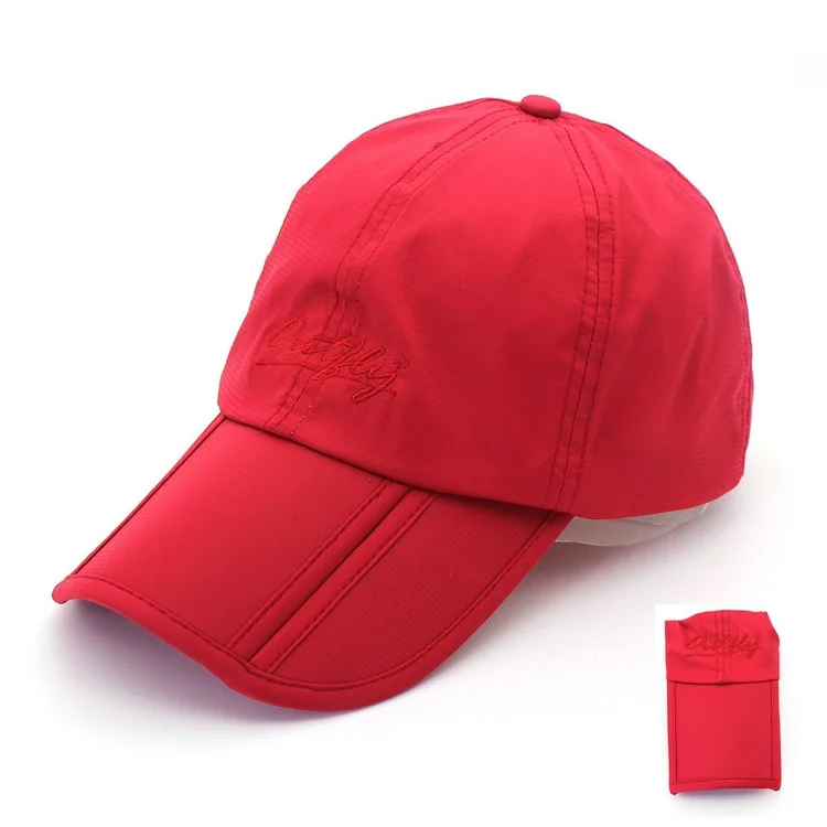 OUTFLY A13003 Summer Outdoor Sun-proof Hat Foldable Lengthen Brim Baseball Cap - Red / with Logo
