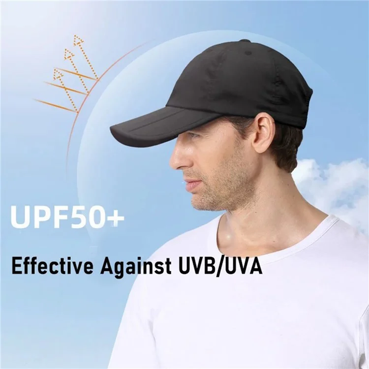 OUTFLY A13003 Summer Outdoor Sun-proof Hat Foldable Lengthen Brim Baseball Cap - Black / without Logo