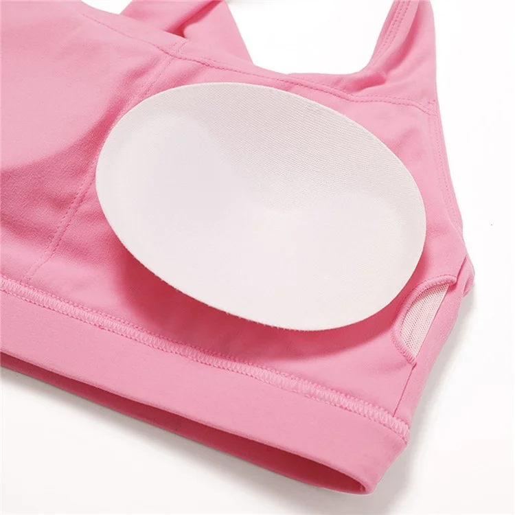 8047 Cross Back Design Women Shockproof Sports Bra Slim Fit Running Fitness Yoga Tank Vest - Pink M