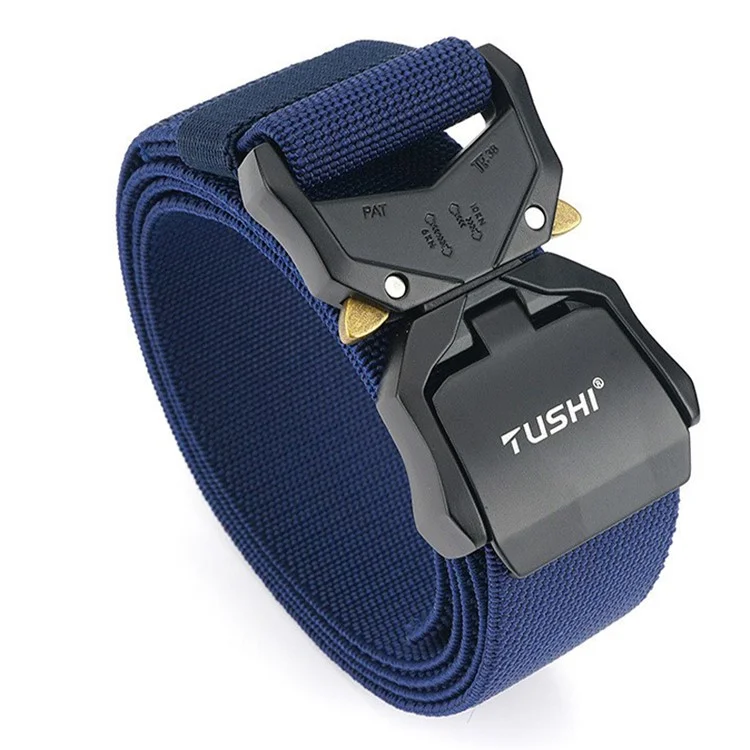 TUSHI 3.8cm Men Tactical Belt Military Nylon Waistband with Aluminum Alloy Quick Release Buckle - Sapphire