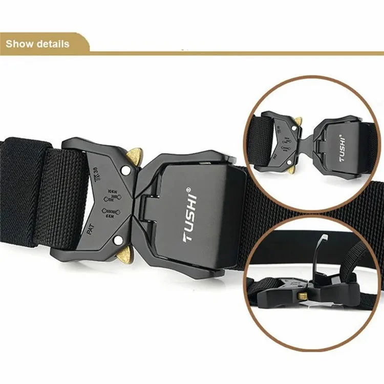 TUSHI 3.8cm Men Tactical Belt Military Nylon Waistband with Aluminum Alloy Quick Release Buckle - Sapphire