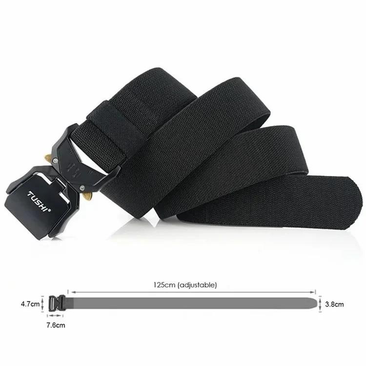 TUSHI 3.8cm Men Tactical Belt Military Nylon Waistband with Aluminum Alloy Quick Release Buckle - Sapphire
