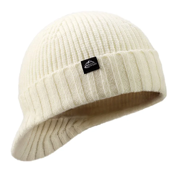 GOLOVEJOY DMZ94 Women Winter Short Brim Warm Cap Windproof Knitted Duckbill Hat - Beige