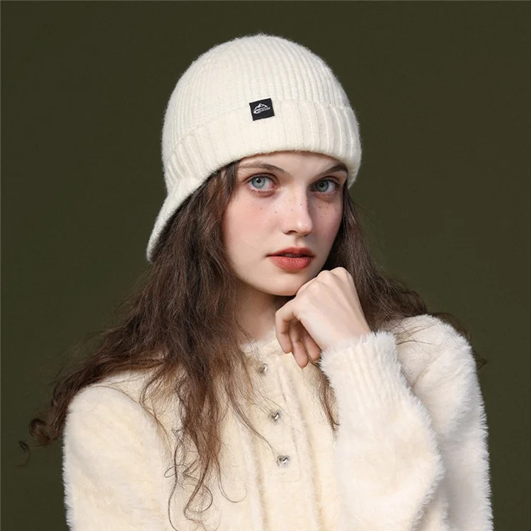 GOLOVEJOY DMZ94 Women Winter Short Brim Warm Cap Windproof Knitted Duckbill Hat - Beige
