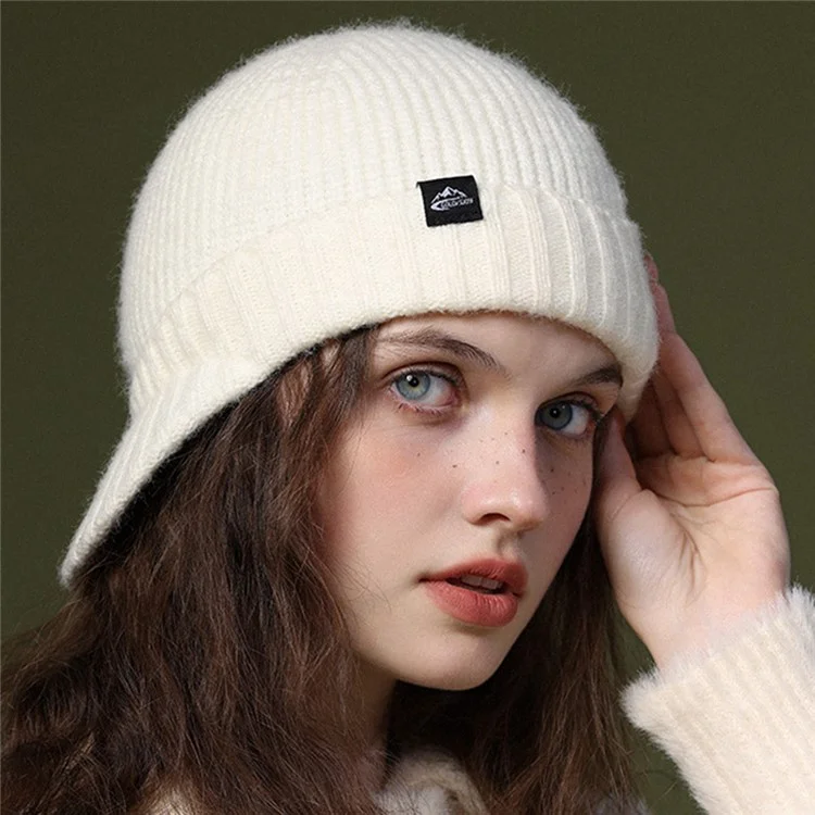 GOLOVEJOY DMZ94 Women Winter Short Brim Warm Cap Windproof Knitted Duckbill Hat - Beige