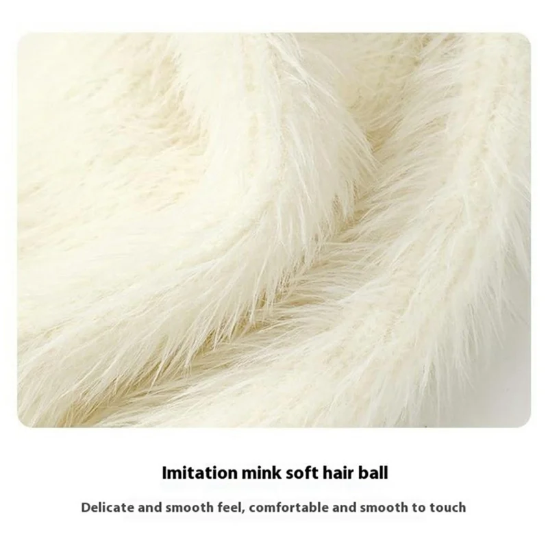 GOLOVEJOY DMZ97 Chapeau d'hiver en fausse fourrure de vison pour femmes, tricoté, coupe-vent et chaud avec protection des oreilles, taille unique - blanc