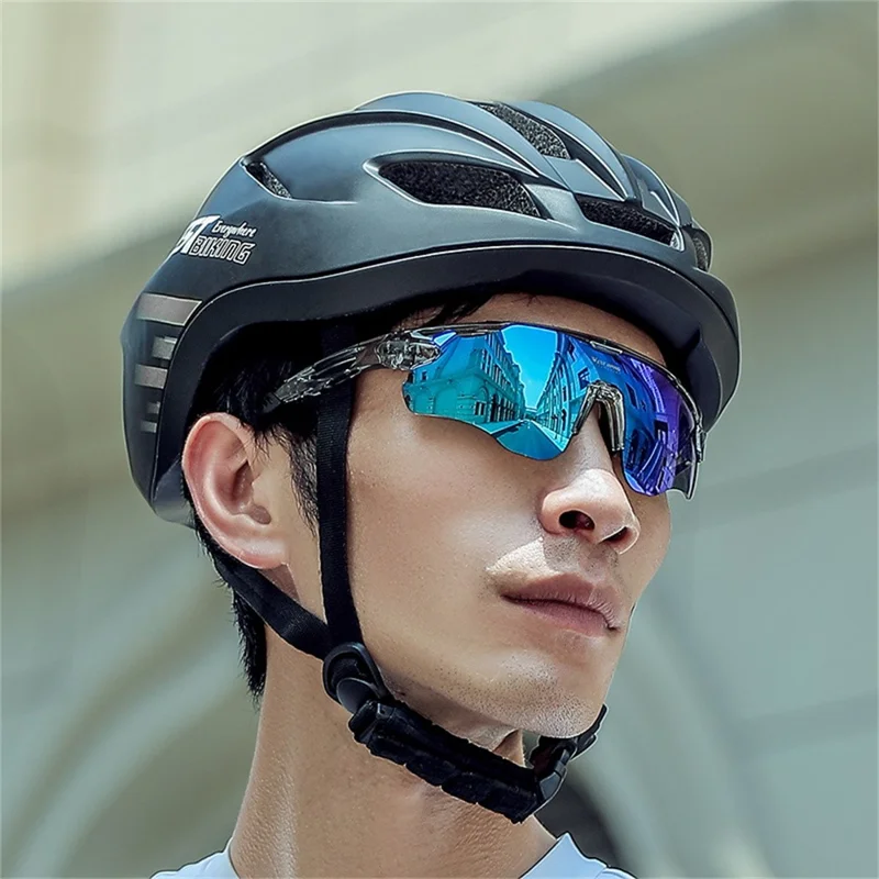 WEST BIKING YP0703172 Cycling Glasses Road Bike Sunglasses with Photochromic Polarized Colorful Lens - Transparent Black Frame
