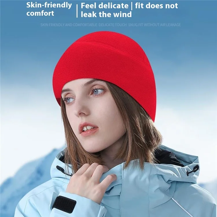 Winter Windproof Polar Fleece Beanie Hat Ear Protection Helmet Liner Cap for Motorcycle Riding - Black