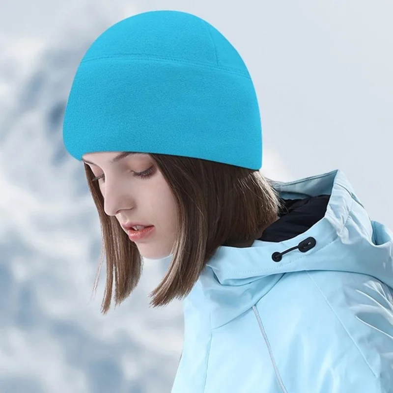 Winter Windproof Polar Fleece Beanie Hat Ear Protection Helmet Liner Cap for Motorcycle Riding - Dark Grey
