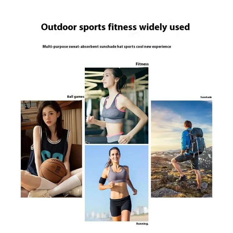 Outdoor Laufkappe mit Sonnenschutz - Atmungsaktiv, Breiter Rand, Schweißableitend, Schnelltrocknend, Offenes Oberteil - Schwarz